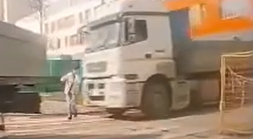 Careless Man Killed by Russian Truck Driver