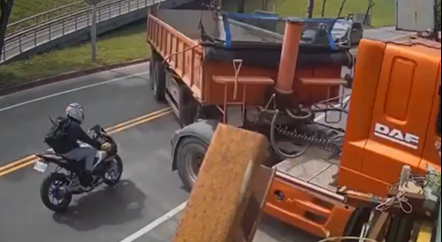 Taipei Biker Sends it Into Truck Bed