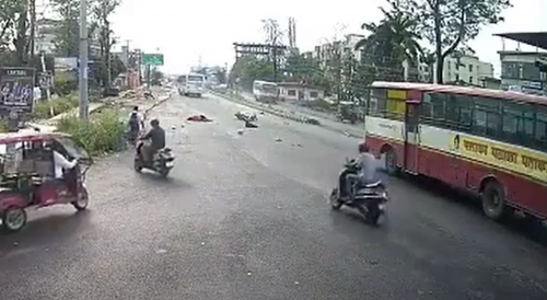 Female Rider Cracked By Bus In India