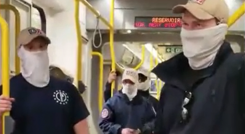 Train Passenger Lays into Boston Nazi Group