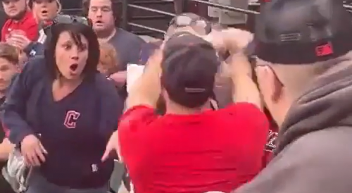 Female Guardians Fan Getting Hit In Fan Brawl During Game