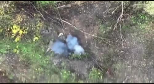 Drone bomb drop on group of invaders