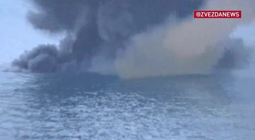 The destruction of Ukrainian unmanned boats that tried to attack the ship "Ivan Khurs" of the Black Sea Fleet.