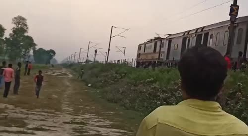 Distant Footage Of Train Surfer Getting Zapped In India