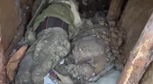 The corpses of the destroyed Ukrainians, in their positions
