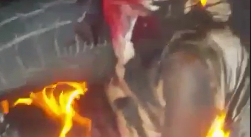 Thief Begs for Mercy After Being Set on Fire