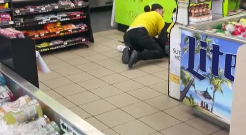 Couple of Goofballs Fight in the Gas Station