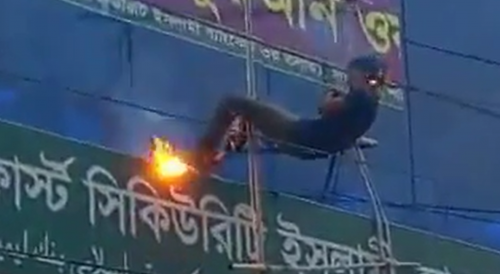 Worker Electrocuted While Placing Banner