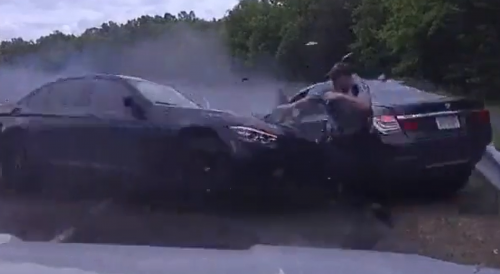 Dash-Cam Video Shows Out-of-Control Car Nearly Hit Officer in Wild Crash