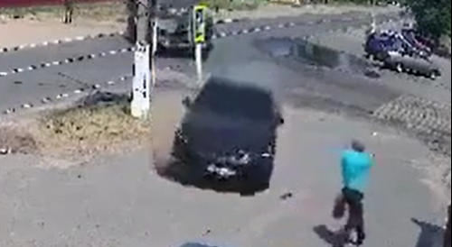 Military Truck Driver Causes Insane Close Call