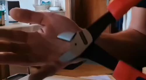 Crazy man cuts the finger