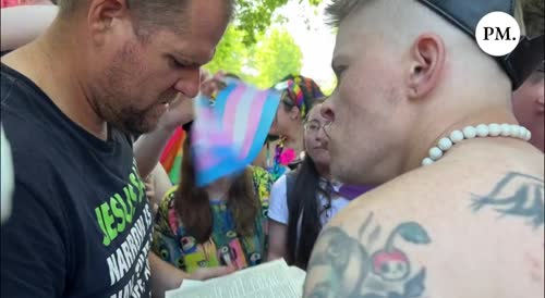 Man peacefully reading the Bible gets screamed at and abused during Seattle Pride. Later.