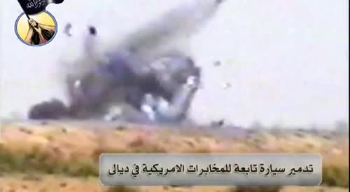 Mujahideen blow up US Blackwater contractor van full of troops.