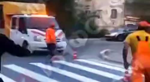Local hooligans attacked road workers in Surgut, Russia