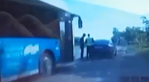 Traffic Cop, Driver Hit By The Bus In Russia