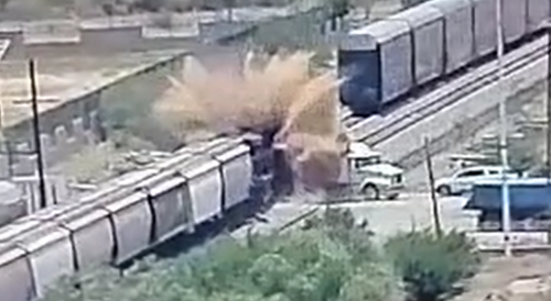 Train Blasts A Truck In Mexico