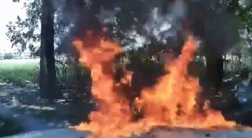 Crazy Arsonist Sets His Car Ablaze, Burns More Vehicles