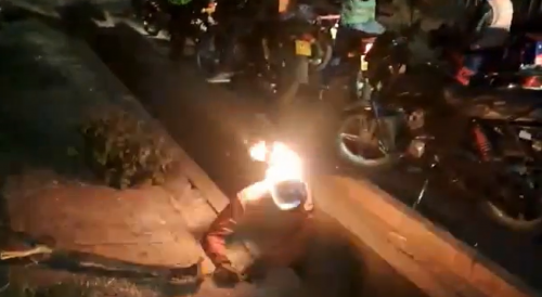 Motorcycle Thief Set on Fire in Nigeria