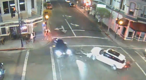 California hit-and-run crash sends pedestrians running for safety