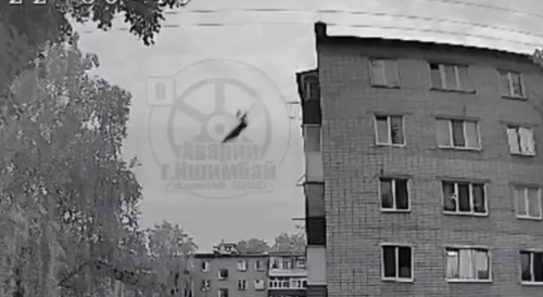 Man does a swan dive in Russia.