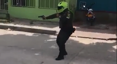 Another Angle Of Colombian Cop Shooting Man Armed With Rocks