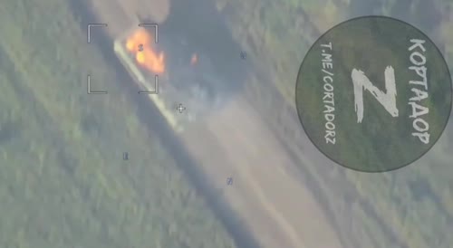 Ukrainians are burning alive. Russian kamikaze drone hits right on target