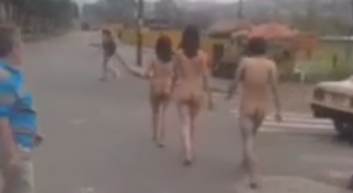 walking naked on the street after taking hallucinogens