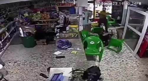 Green chairs try and save man from being chopped like an onion.
