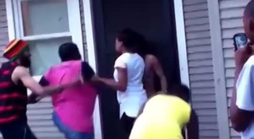 2 abusive big black woman beat a hot white girl in underwear