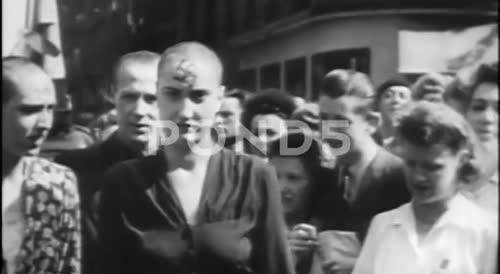Vintage WWII: French female traitors are publicly humiliated. (Short.)