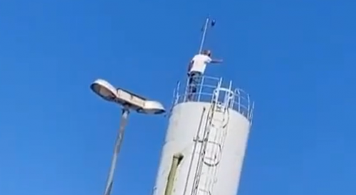 Another Angle Of Crazy Jump From Water Tower In Brazil