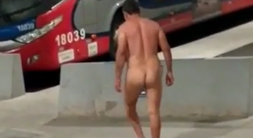 Man Strips Naked At The Bus Station In Brazil