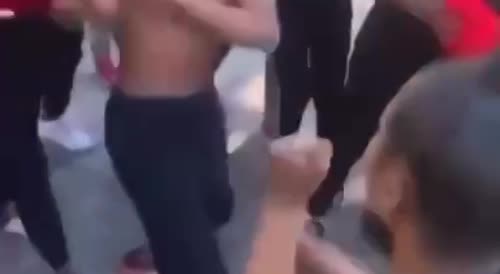 Fight of The Girls Become a Street Striptease