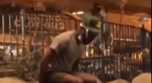 Guy jumps into bass pro shop water