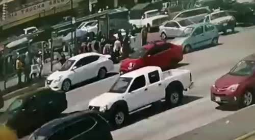 Driver runs over people at a bus stop