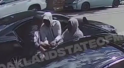 Armed robbers get confronted by karate instructors while robbing a man at gunpoint in Oakland