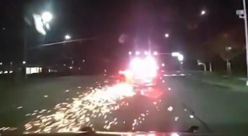 Sparks fly as Washington Police chase down stolen patrol car