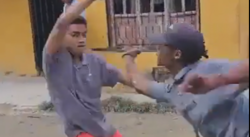 Knife Fight Breaks Out In The Street Of Cartagena, Colombia