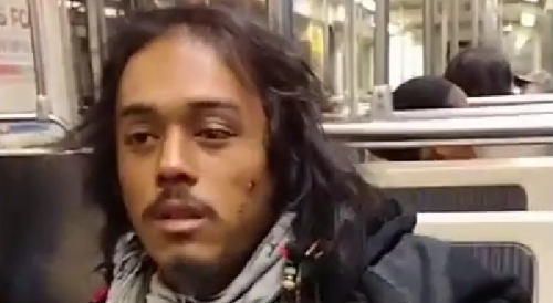 Friendly Dude Smoking Crack On LA Subway Train