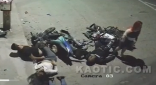 Head On Collision Of Two Couples On M otorcycles In Colombia