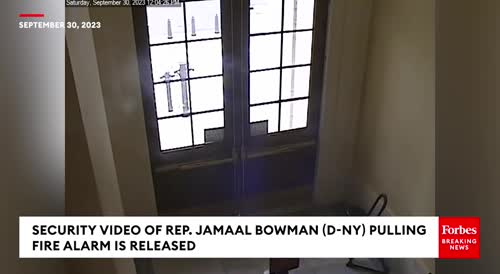 Security Footage Of US Representative Jamaal Bowman Pulling Fire Alarm Released