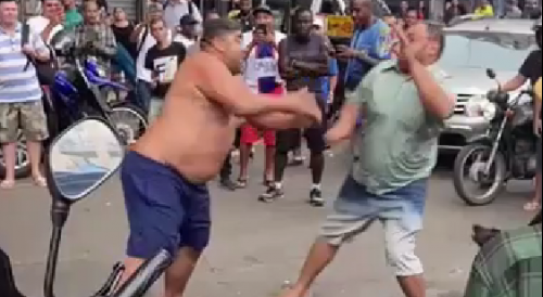 Big Belly Fight On A Busy Street