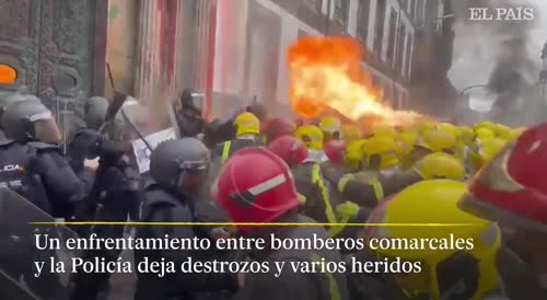 Firefighters Brawl with Police in Spain