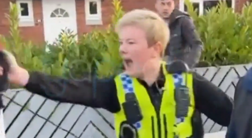 Female Leeds Officer Having Mental Breakdown, Pepper-Spraying a Crowd