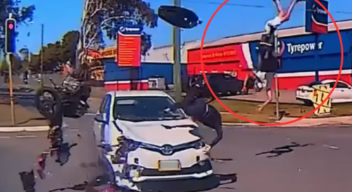 Australia: trio on scooter fly through the air during crash