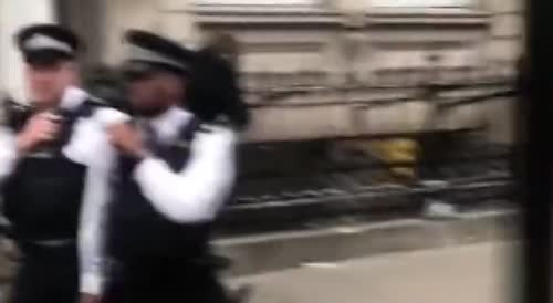 London, individuals attack a journalist and police officers