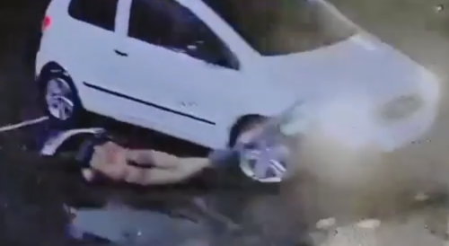Drunk Man Dragged By Female Driver In Mexico
