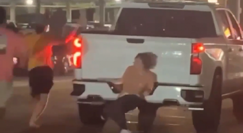 What Are The Odds? Street Fighter Stuck On Truck As It Drives Away