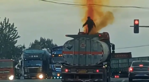 Nitric Acid Tanker Erupts Into Driver's Face