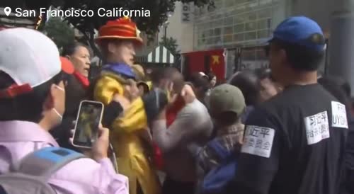 Fight Breaks Out Between Chinese Factions in SF During Xi Jinpings Visit